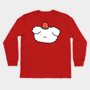 Strawberry Fluffy Dog Face Kids Long Sleeve T-Shirt